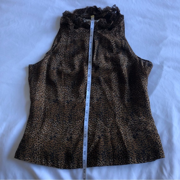 Chetta B Silk Leopard Print Ruffle Sleeveless Top - Picture 5 of 8